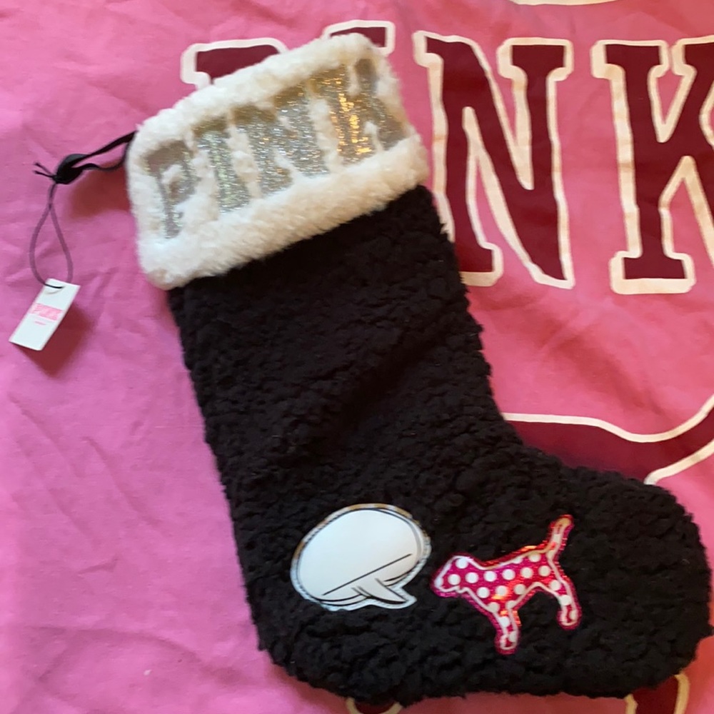 Victoria Secret Pink Christmas Stocking glitter